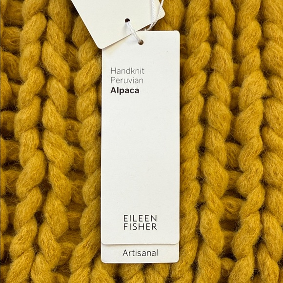 Eileen Fisher Yellow Chunky Knit Alpaca Sweater - Picture 4 of 7